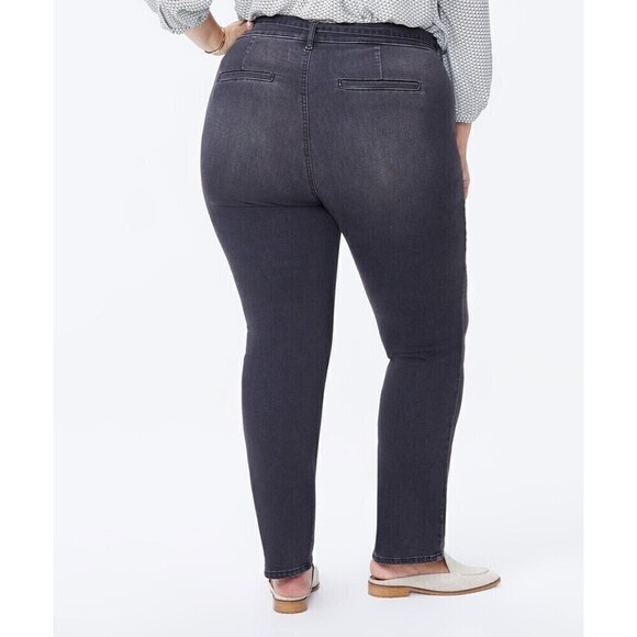 NYDJ Columbia Marilyn Tie Waist Straight Leg Pants Jeans Gray Stretch Size 20W - Picture 4 of 14